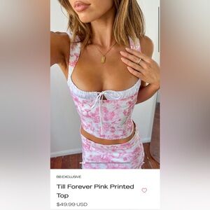 BEGINNING BOUTIQUE: til forever pink printed set (mini skirt + corset top) NWT!